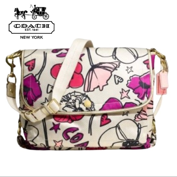 Coach Handbags - Rare NWOT Auth Coach Kyra graffiti Poppy messenger